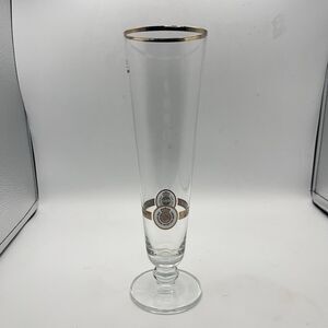 Vintage German Warsteiner .4L Beer Glass with Gold Rim